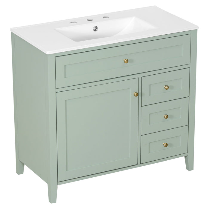 Bathroom Vanity With Sink, Cabinet With 3 Drawers And Adjustable Shelf