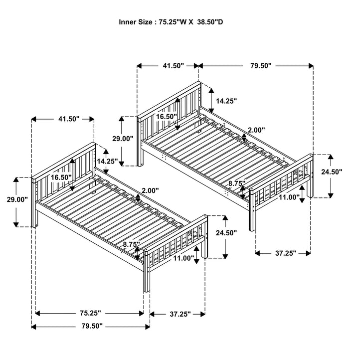 Ponderosa - Twin Over Twin Bunk Bed With Accents - Natural
