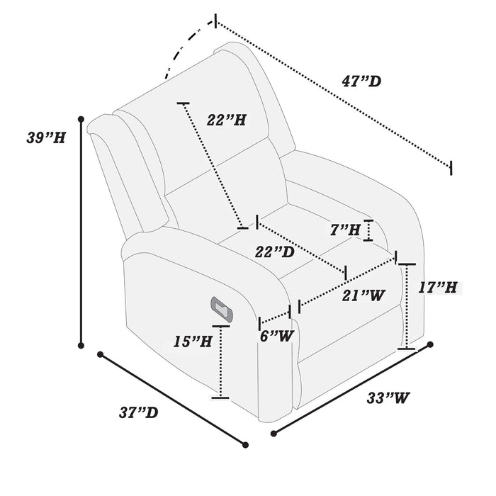 Modern Style Manual Recliner With Square Arms And Tufted Design