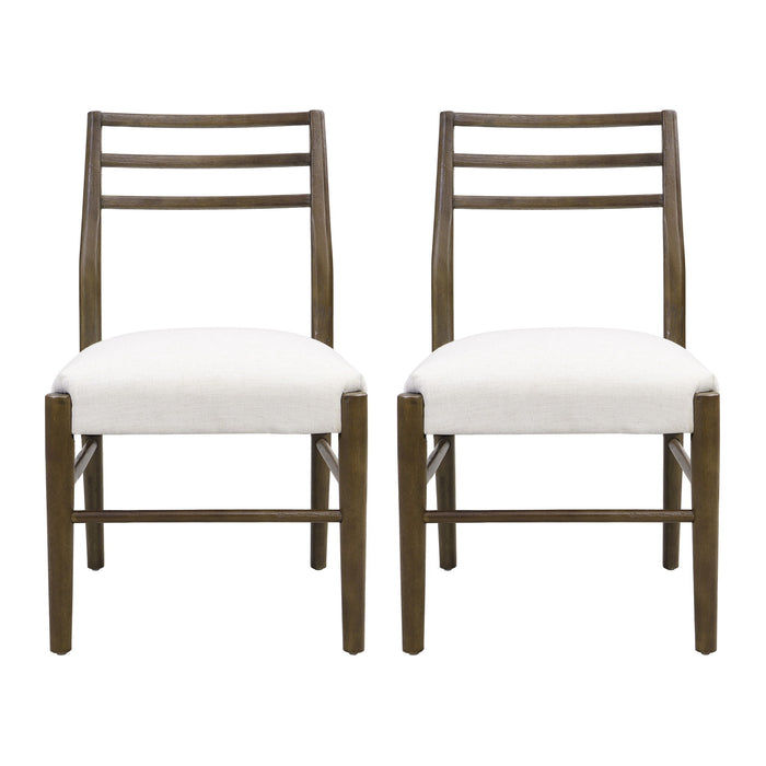 Farmhouse Style Dining Chair Set With Ladder Back Design