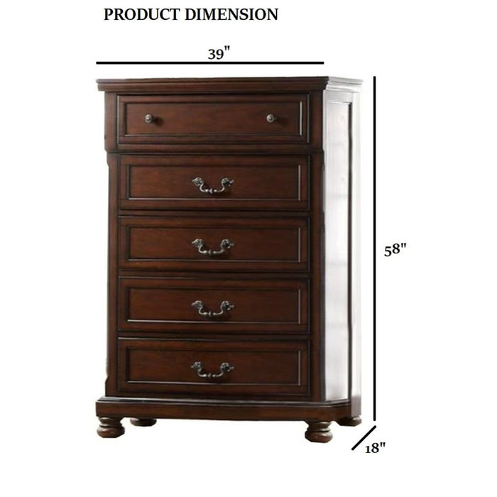 1 Piece Chest Bun Feet Pull Handles Round Knobs Bedroom Furniture - Cherry