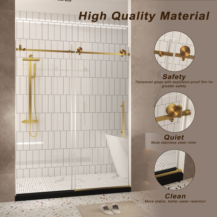 Frameless Shower Door, Smooth Sliding Tracks