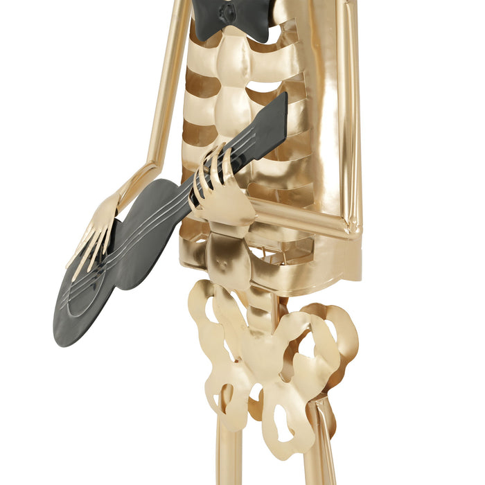Skeleton Musician Statue, For Halloween Indoor Outdoor Party Display - Gold