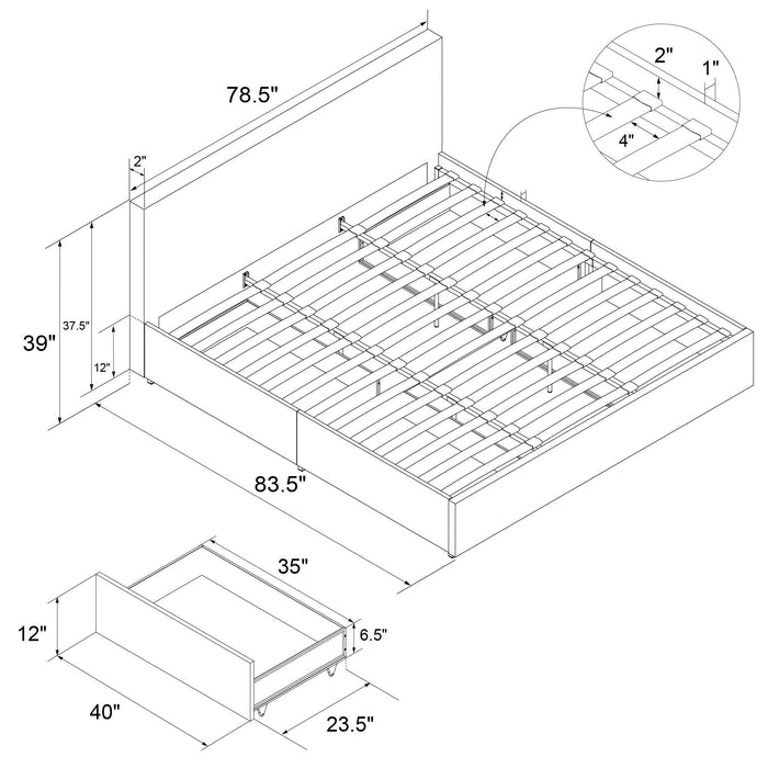 Kelly - King Upholstered Bed With Storage - Navy