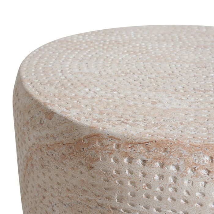 Outdoor / Indoor Lightweight, Concrete Side Table, Travertine - Beige