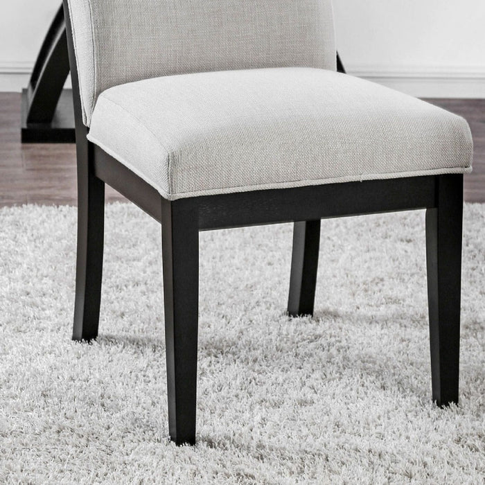 2 Tone Chairs With Tapered Legs (Set of 2) - Beige / Black / Black