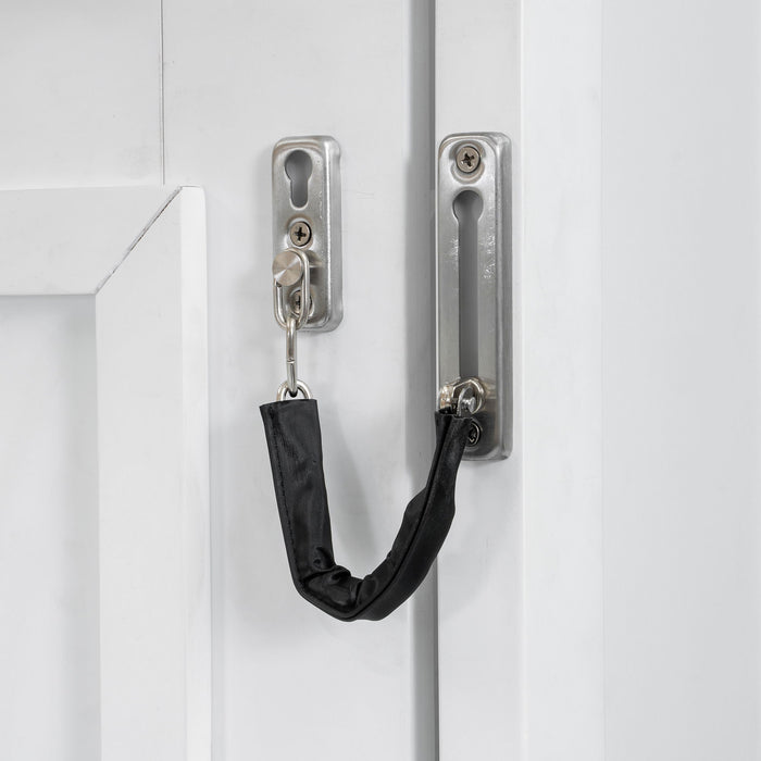 Full Long Loft Bed With Storage Staircase, Murphy Bed, LED Light - White