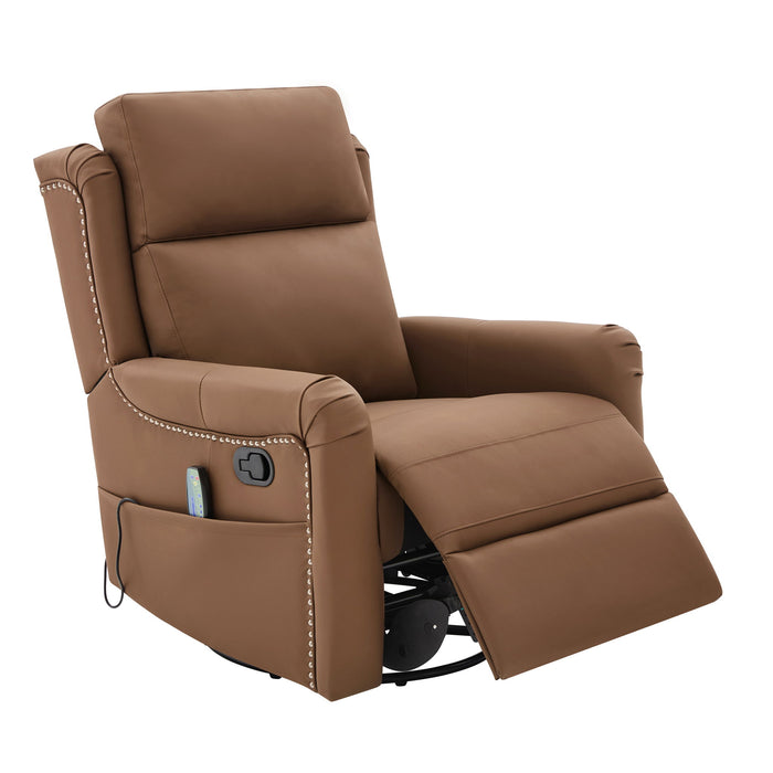 Manual Recliner Swivel Rocking Chair With 8 Point Massage And Heating