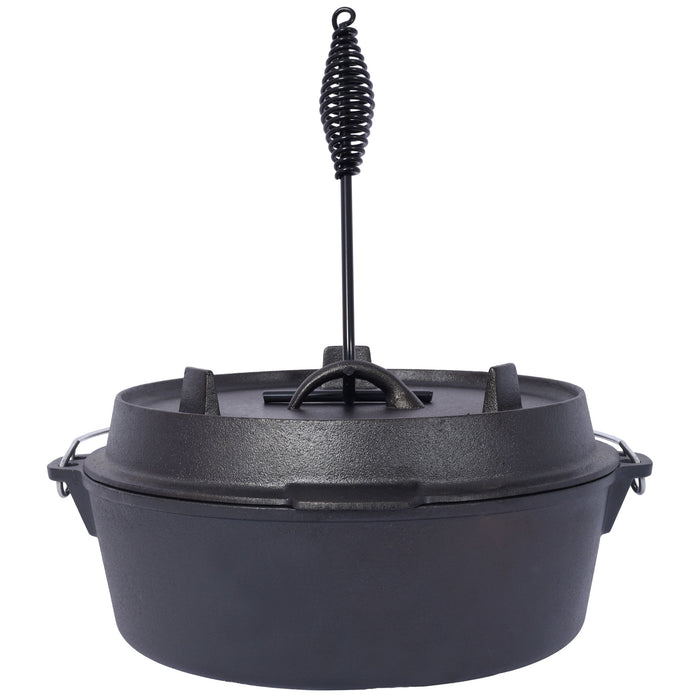 Pre-Seasoned Cast Dutch Oven With Skillet Lid And Pot Rack