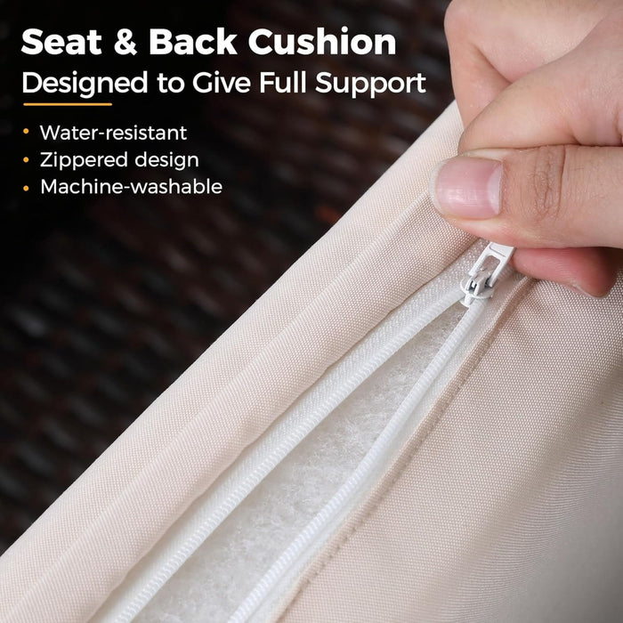 All-Weather Wicker 3 Seat Patio Sofa With Thick Cushions