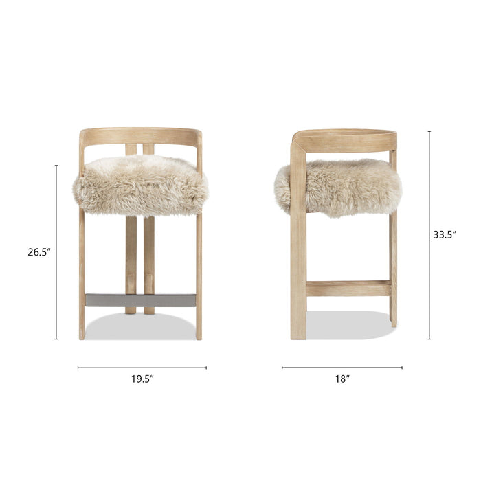 Millwick - Low Back Genuine Fur Counter Stool - Natural Blonde
