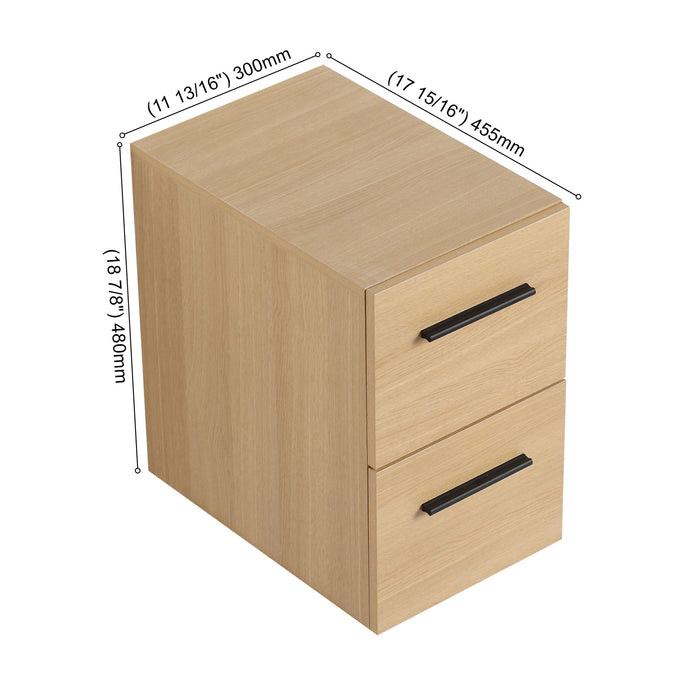 Floating Bathroom Vanity Drawer Base, Wall Mounted Storage With 2 Drawers - Light Oak