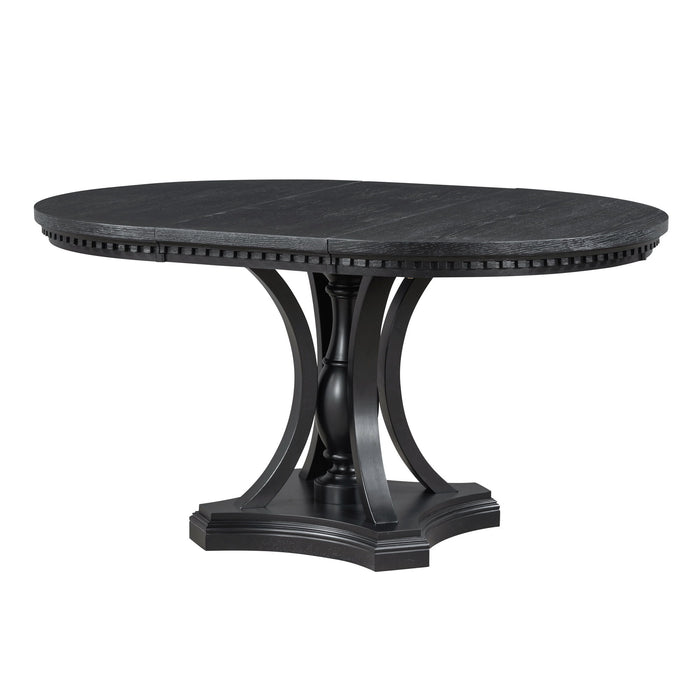 5 Piece Dining Set Extendable Round Table And 4 Chairs - Black / Oak