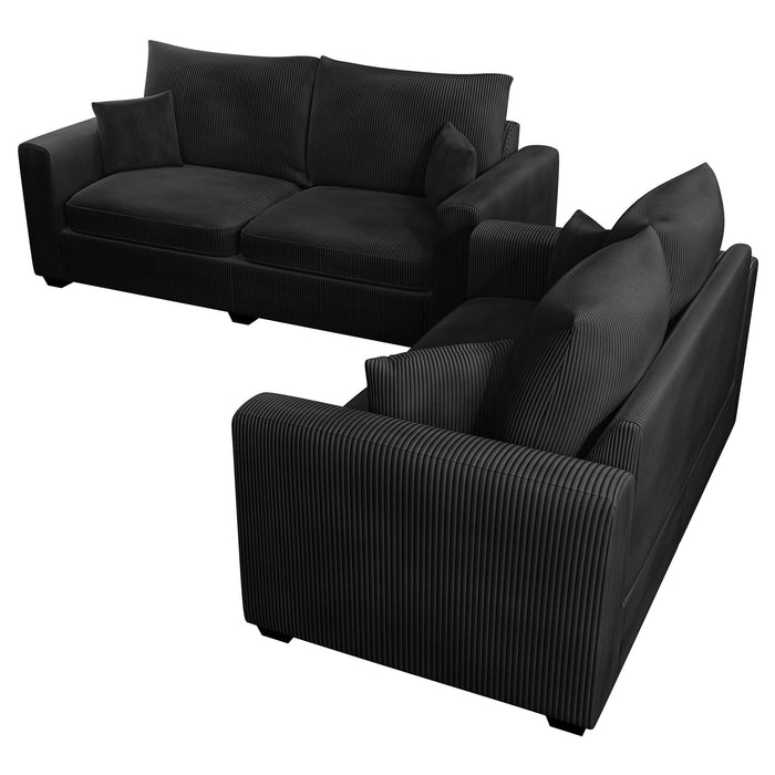 2 Piece Contemporary Style Sofa Set With Matching Pillows