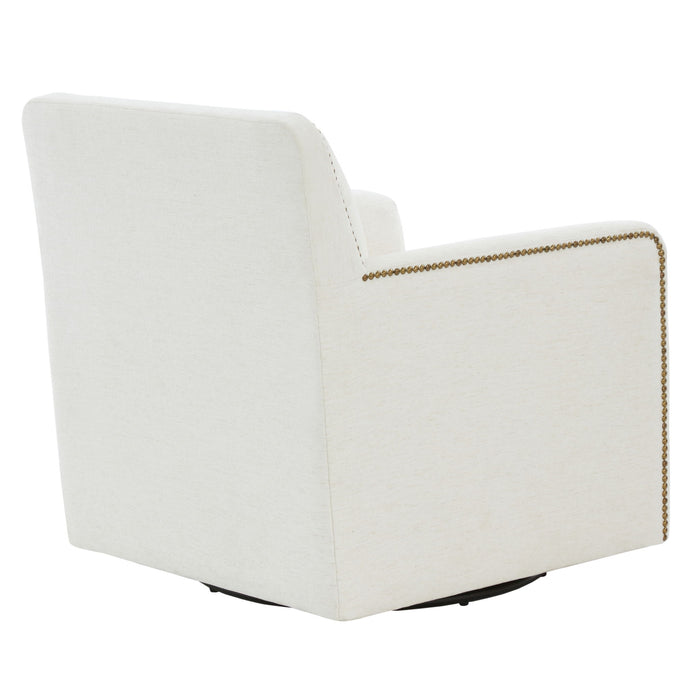 Tolland - Swivel Accent Chair With Antique Brass Nailhead Trim - Cream