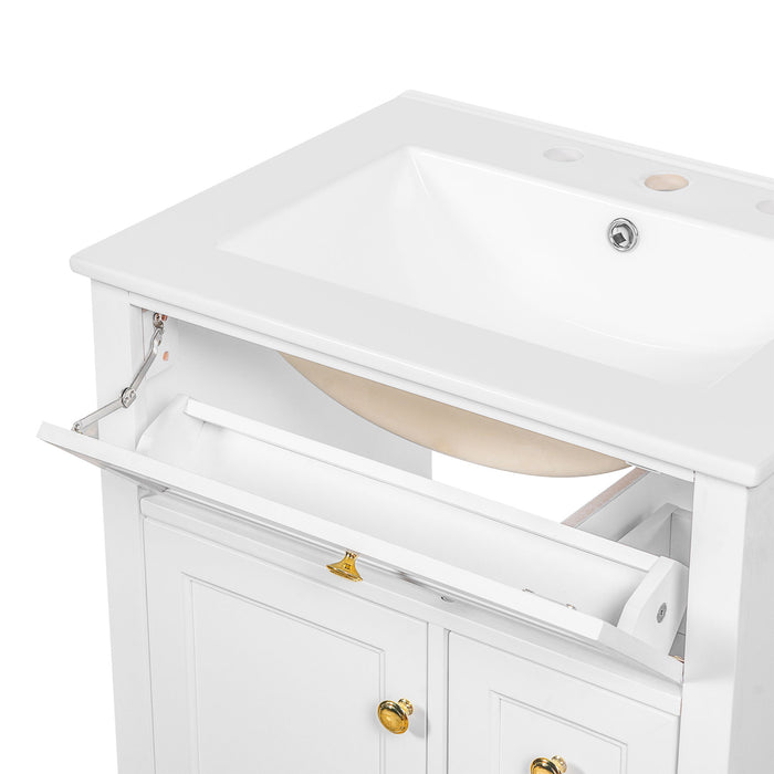 Modern Bathroom Vanity With Sink, 3 Drawers & Cabinet With 2 Tier Door Storage