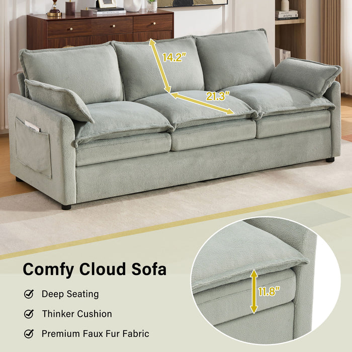 Modern Sofa Set With Double Layer Cushion And Side Storage Pockets
