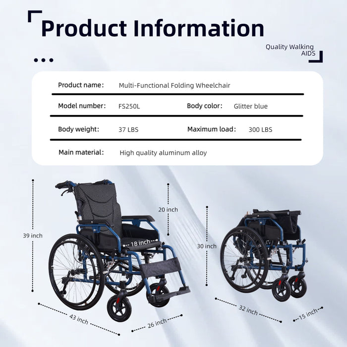 Premium Foldable Transport Wheelchair For Adults