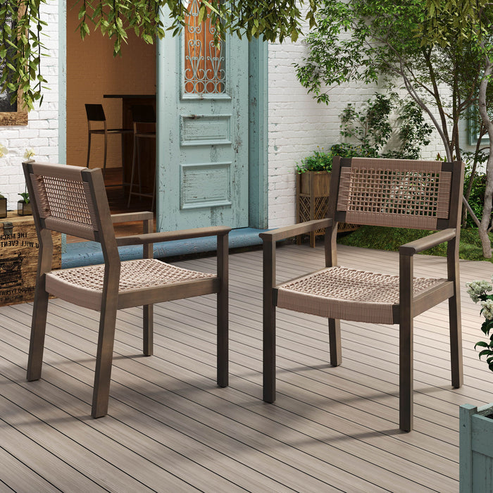 Outdoor Dining Chair (Set of 2), Patio Chairs - Gray / Light Brown