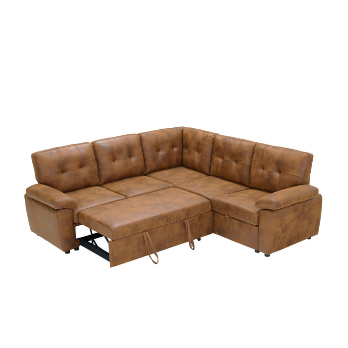 Convertible Sectional Sofa Bed With Pull Out Sleeper And Storage