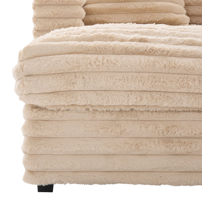 Plush Oversized Double Chaise Lounge Sofa Bed With USB Ports And Cup Holders