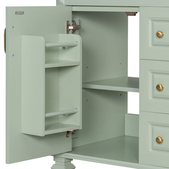 Freestanding Bathroom Vanity With Sink, 3 Drawers & Flip-Out Drawer