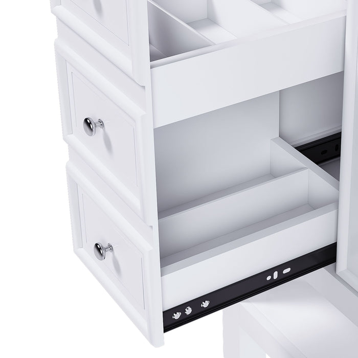 36" Bathroom Vanity With 1 Cabinet And 3 Drawers 1, Storage Solution - White