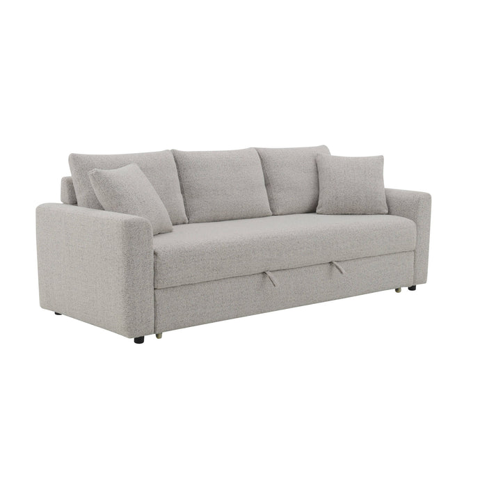 Connie - Boucle Sleeper Sectional Sofa With 2 Toss Pillows - Beige