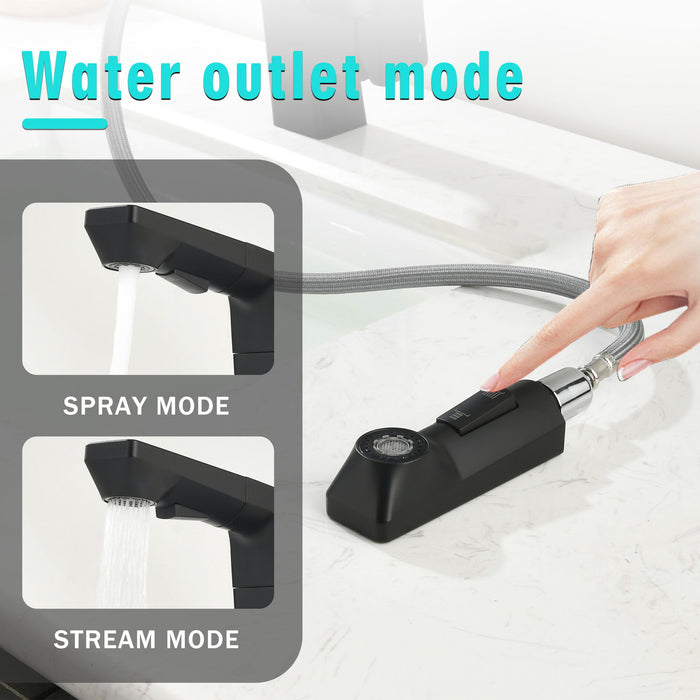 Modern Smart LED Bathroom Faucet With Temperature Digital Display And Pull Down Sprayer