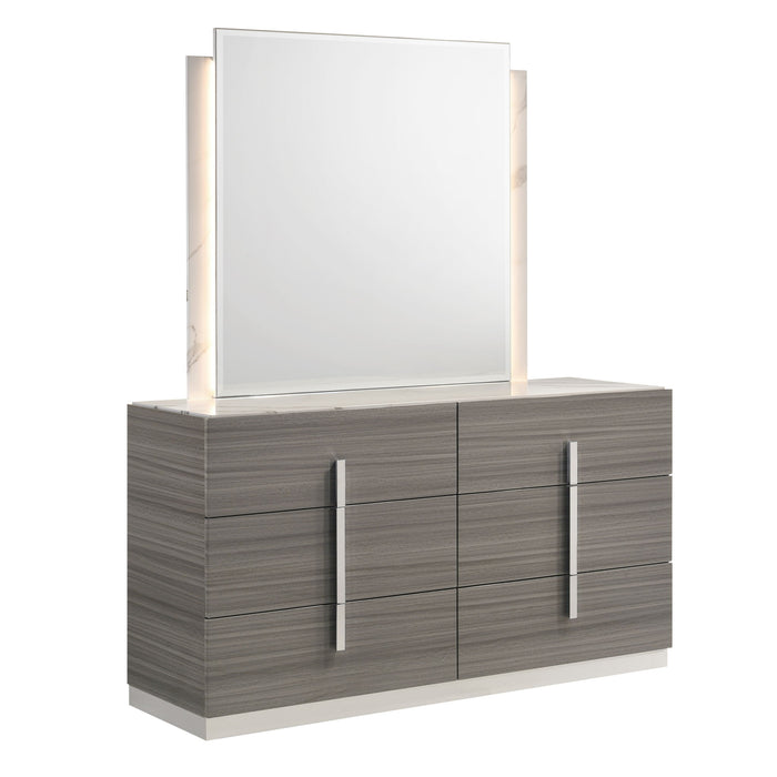 Altima - LED Dresser Mirror With Integrated Vertical Light Strips (Dresser Not Included) - Gray