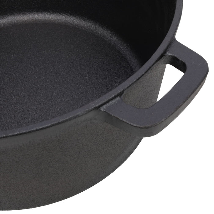 Pre-Seasoned Cast Dutch Oven 2 In 1 With Dual Handles And Covers, 5 Quart - Black