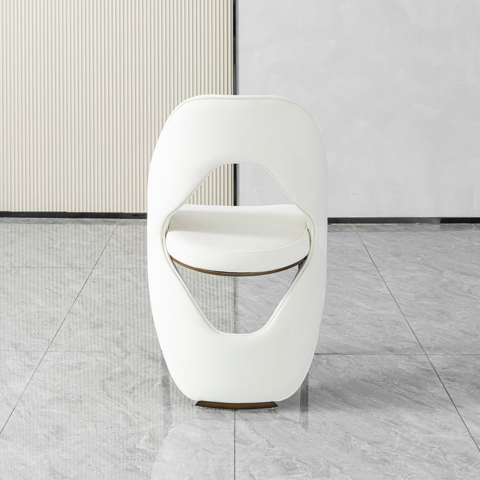 Dining Chair With Open Back Design Upholstery - Ancient White