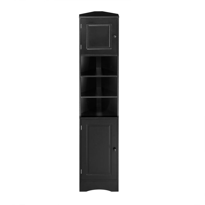 Multi Functional Corner Cabinet With Adjustable Shelves And 2 Doors