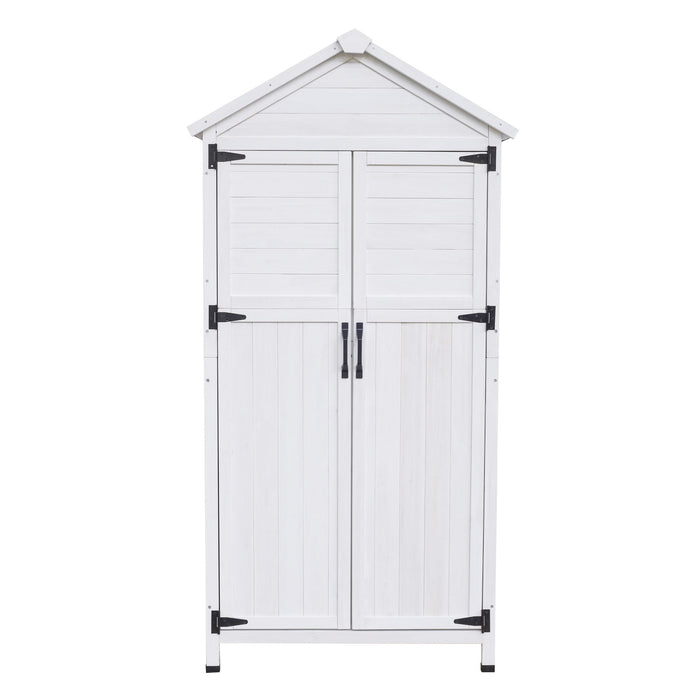 Storage Shed With Double Doors For Outdoor Garden Tool Organization - White