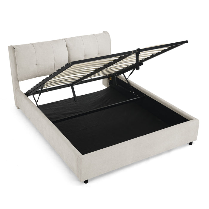 Storage Upholstered Hydraulic Platform Bed With Integrated Headboard