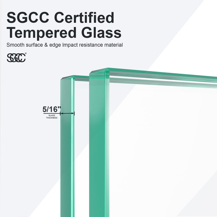 Frameless Single Sliding Shower Door With Clear Tempered Glass