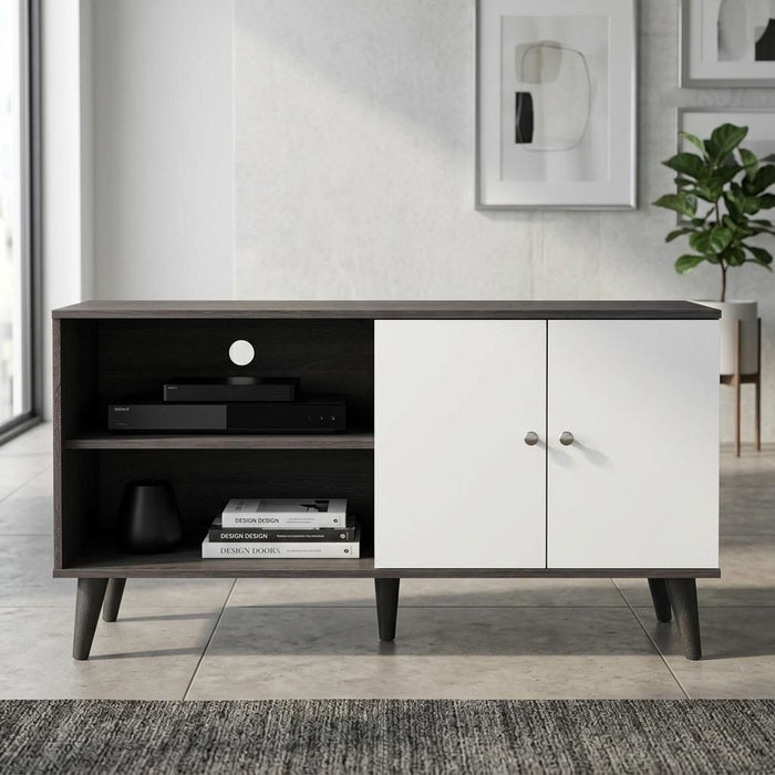 Amidon - TV Stand, With 2 Storage Shelves And 1 Cabinet