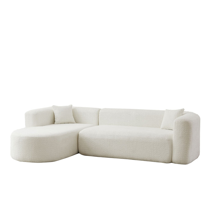 L - Shape Boneless Cloud Couch With 2 Throw Pillows For Living Room