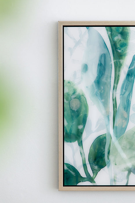 Framed Printed Acrylic Decorative Wall Art, Wall Decor For Living Room (Set of 2) - White / Green