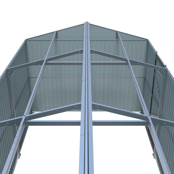 Outdoor Storage Shed, Garden Shed Backyard Utility Tool House Building With 2 Doors And 4 Vents For Car, Truck, Bike, Garbage Can, Tool, Lawnmower