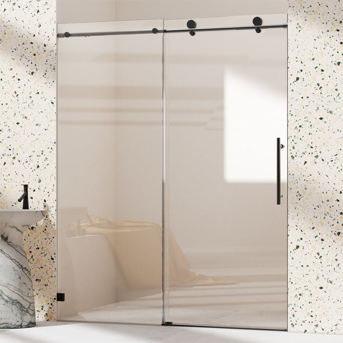 Frameless Single Sliding Soft Close Shower Doors, 5/16" Sgcc Tempered Glass