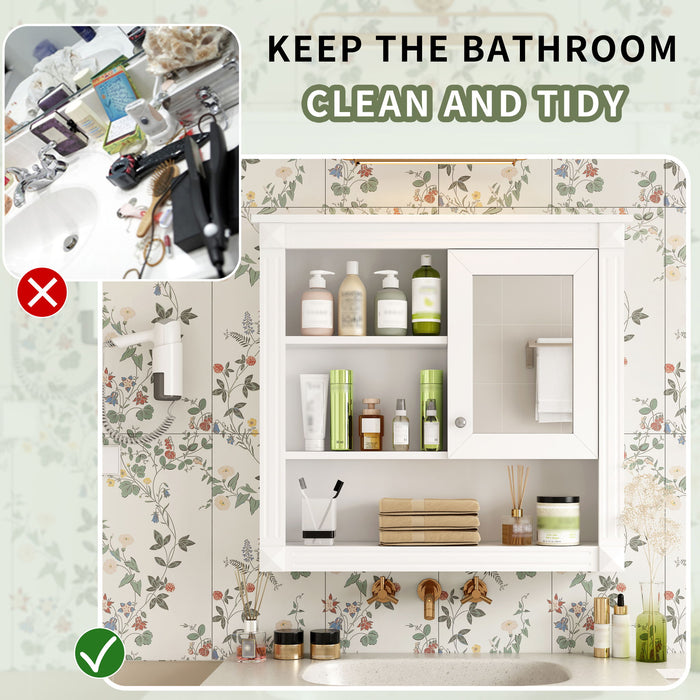 Wall-Mounted Bathroom Cabinet With Mirror And Adjustable Shelves