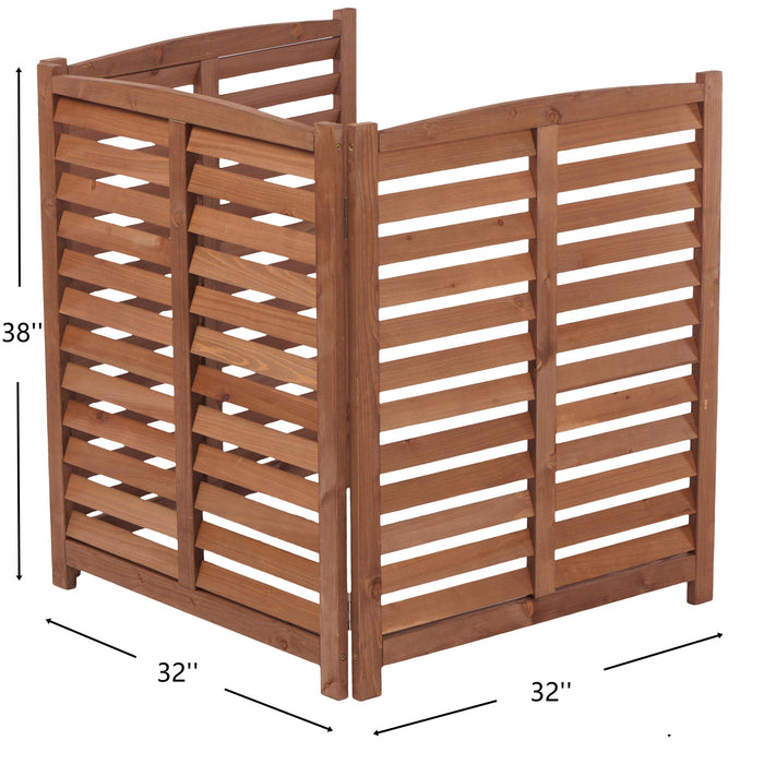 3 Panel Outdoor Wooden Air Conditioner Fence