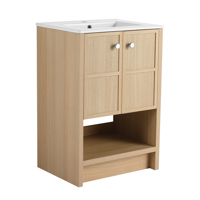 Modern Freestanding Bathroom Vanity With Ceramic Sink And Soft Closing Doors