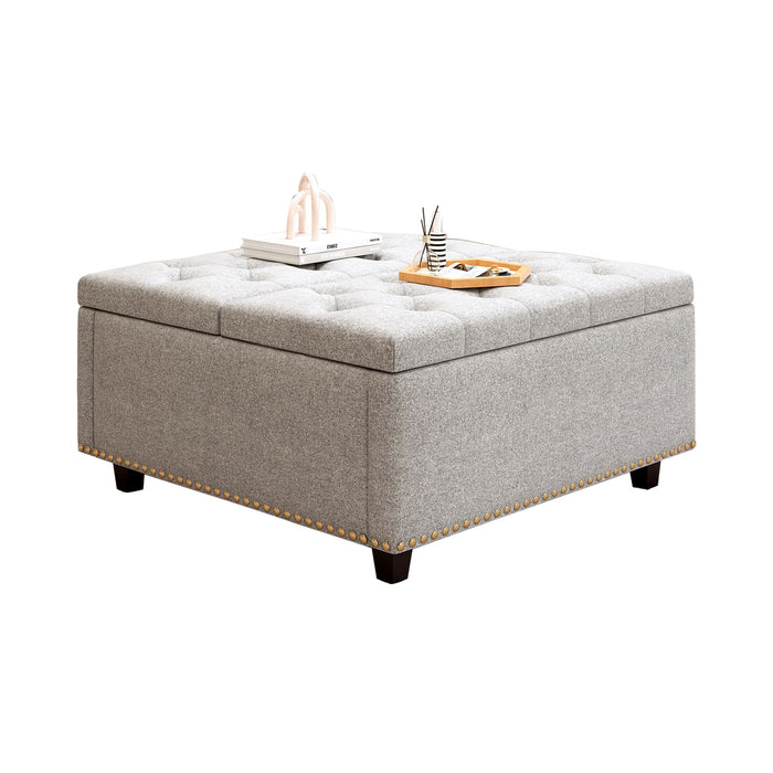 Large Square Storage Ottoman With 2 Storage Doors