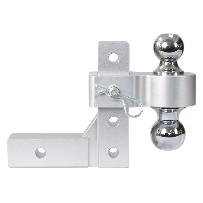 Alu - Adjustable Trailer Drop Hitch With 2" Receiver, 6" Adjustable - Silver