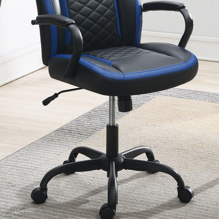 Ergonomic Office Chair With Armrests, Adjustable Design - Black / Blue