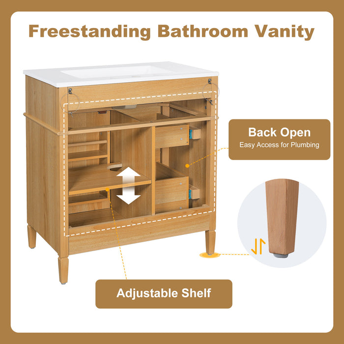 Bathroom Vanity With Flip Out Drawer, 2 Soft-Close Drawers