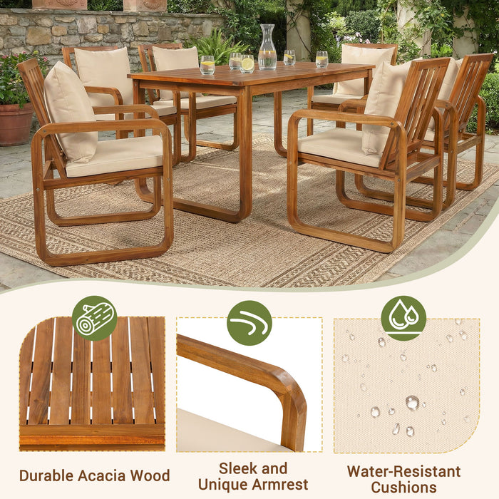 7 Piece Outdoor Patio Dining Set With Removable Cushions