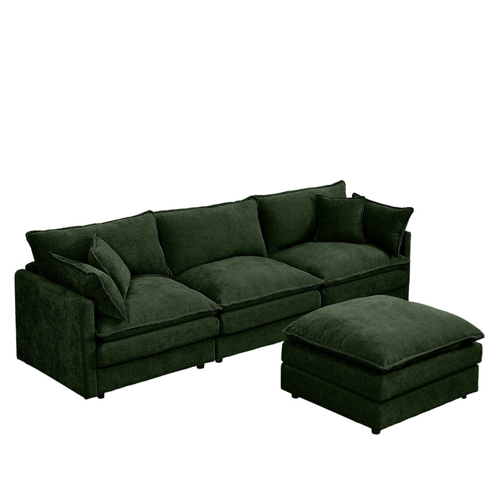 L Shaped Modular Sectional Sofa With Movable Ottoman, 3 Seater Comfortable Seating